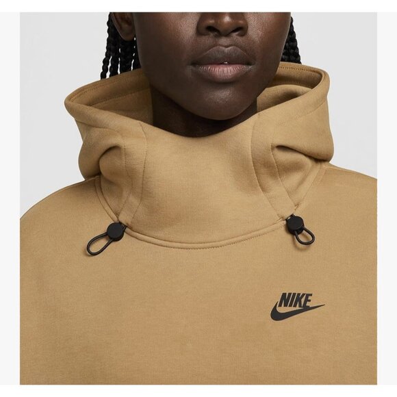 Nike Sportswear Tech Fleece Women's Oversized Hoodie (FV6322-224, Flax/Black)XS - Picture 3 of 6